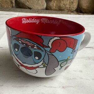 XL Disney Stitch Christmas Holiday Oversized 29oz Ceramic Coffee Tea Soup Mug